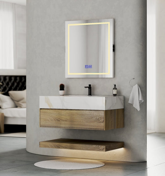 40" Light Oak Hotel-Style Floating Bathroom Vanity (Cabinet Only)