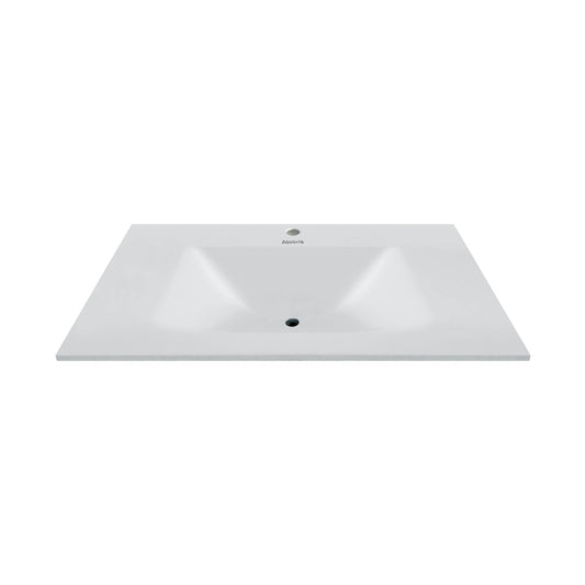 32", 36", 40" Thermoformed Sintered Stone Vanity Top with Integrated Basin – Pure White