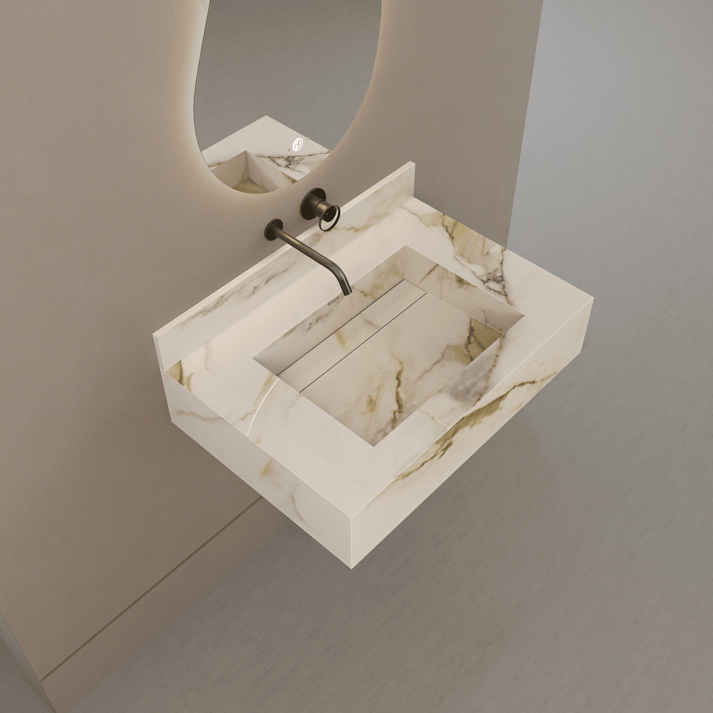 32" / 40" Monolithic Floating Vanity | Calacatta Gold Sintered Stone Single Sink