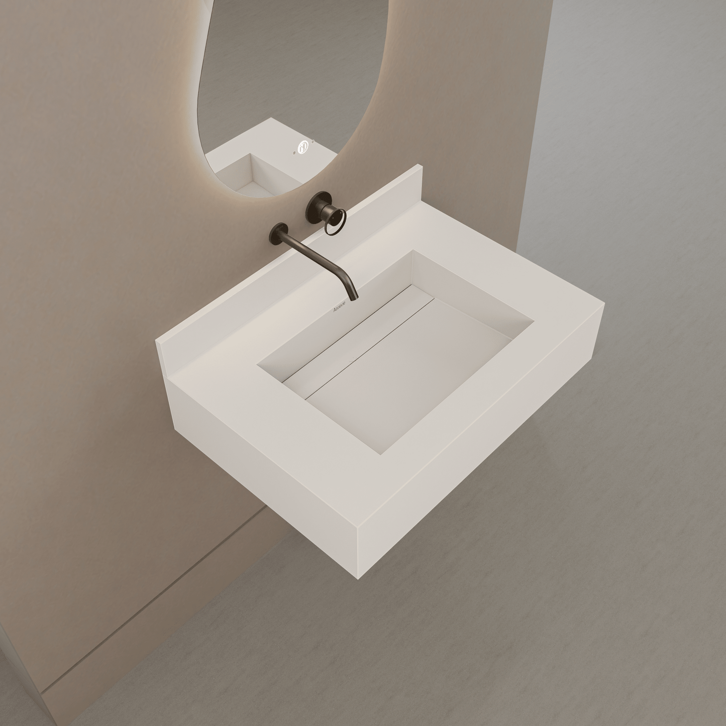 32" / 40" Monolithic Floating Vanity & Integrated Top | Glacier White Sintered Stone Single Sink with Hidden Drain