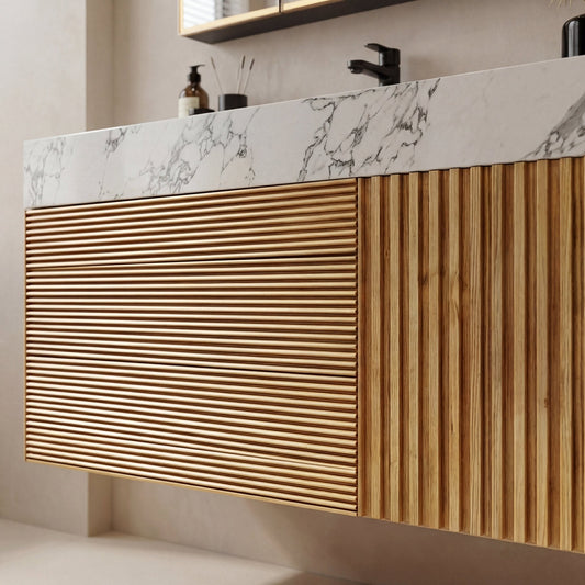 48" Oak Engineered Wood Floating Bathroom Vanity
