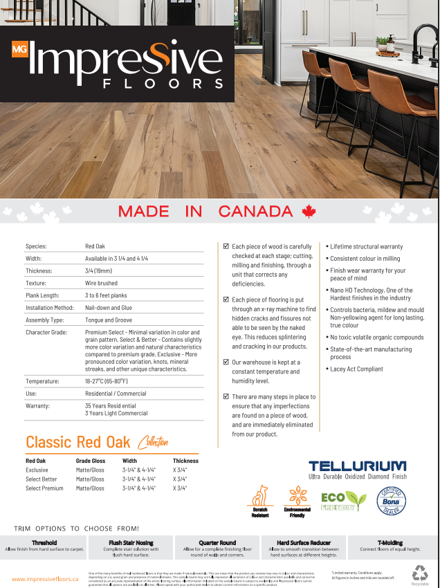 Trevis - Impressive Floors Solid Hardwood Classic Red Oak 3/4"