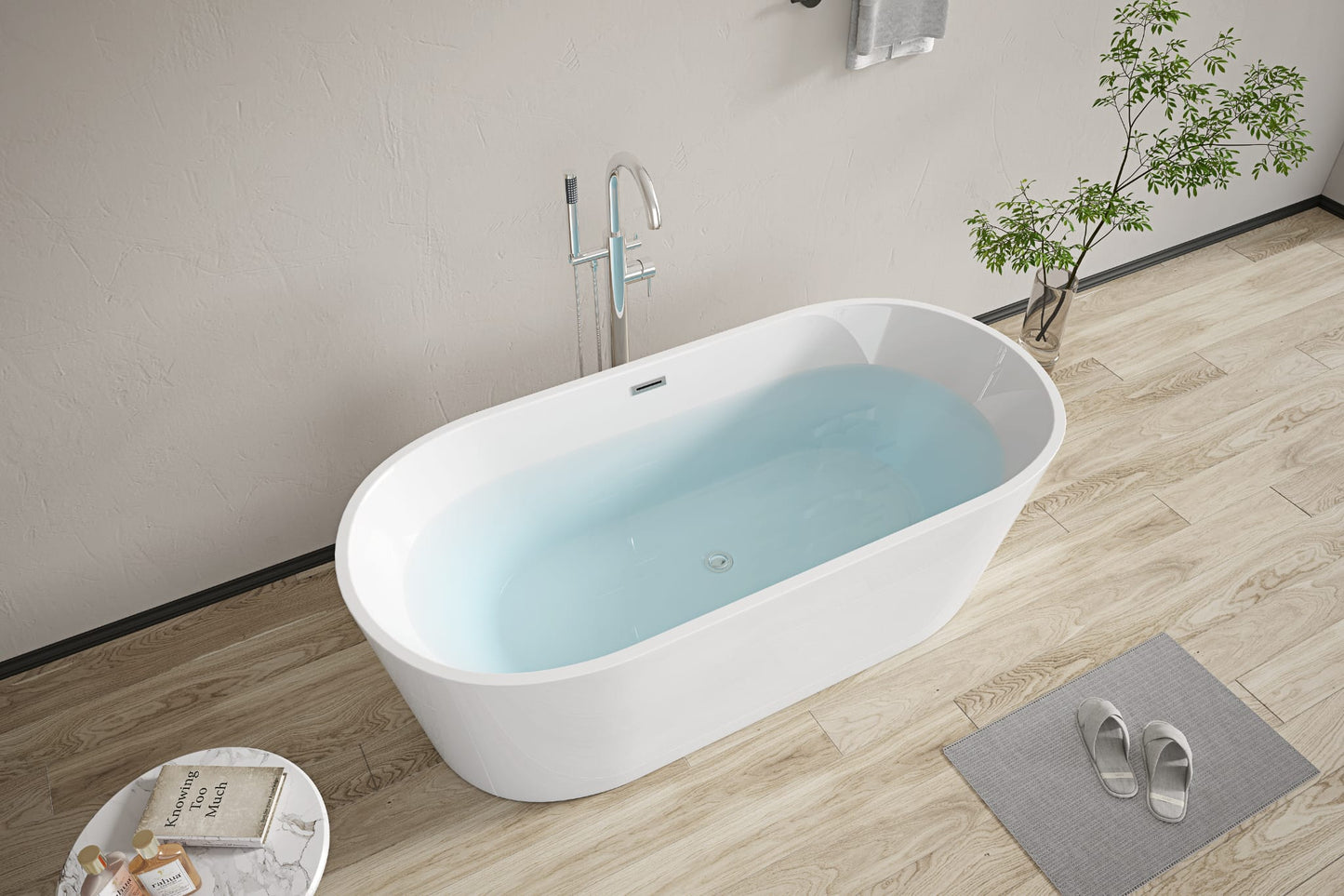 F&D 1201 Free Standing Acrylic Bath Tub 60" Inches - Floor & Decor