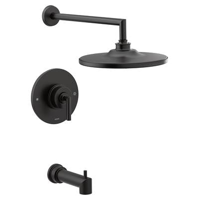 Moen TS22003BL- Arris Posi-Temp Pressure Balancing Modern Tub and Shower Trim Kit with 10-Inch Rainshower, Valve Required, Matte Black