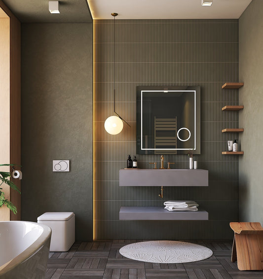 Grey Floating Vanity with Integrated Stone Sink – 32"/36"/40"