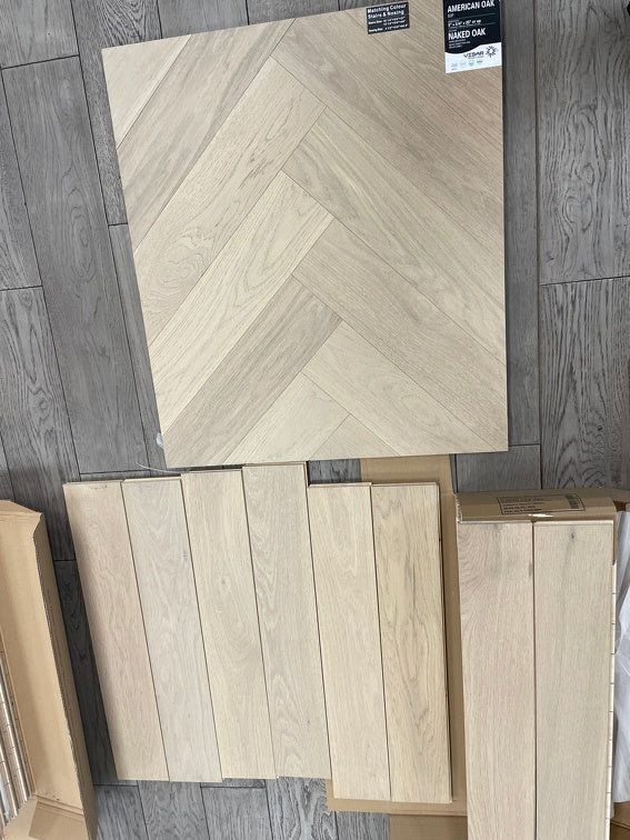 Naked Oak - Vidar Herringbone 5" x 3/4" American Oak Engineered Hardwood T&G