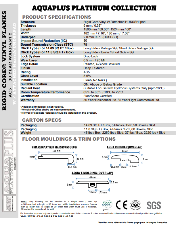 Virgo - AQUAPLUS PLATINUM 9mm SPC Vinyl Flooring
