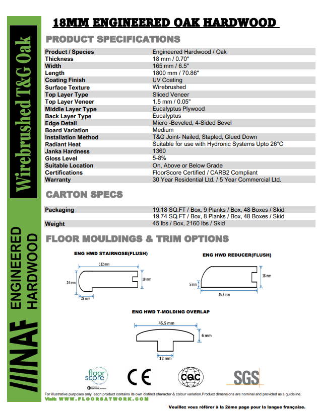 Purdy - NAF 6.5''x 18mm OAK Engineered Hardwood