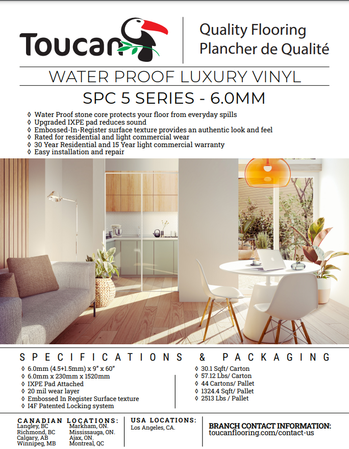 TFSPC501-F - Toucan 5 Series 6mm Vinyl Flooring