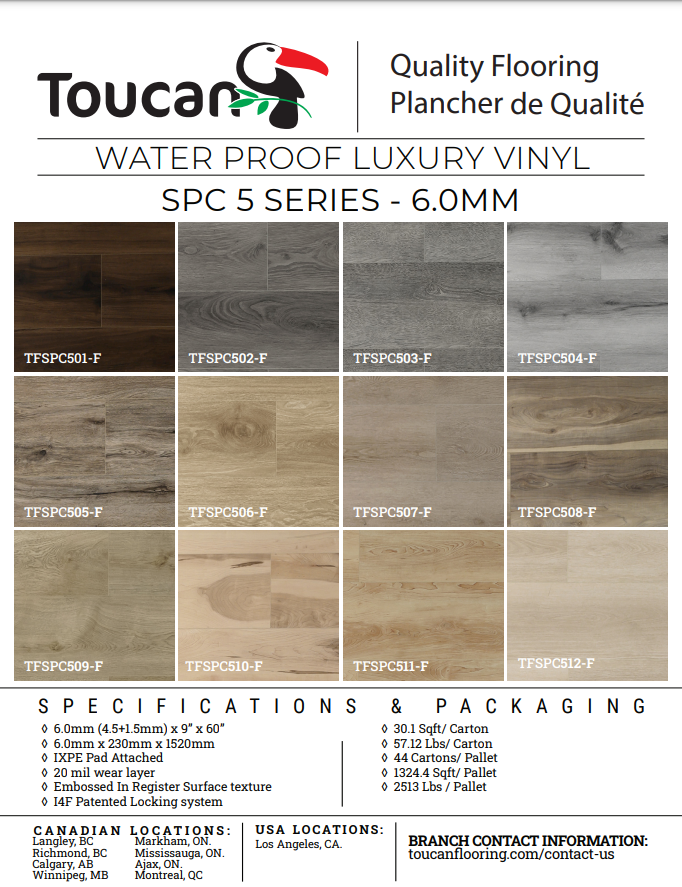 TFSPC508-F - Toucan 5 Series 6mm Vinyl Flooring