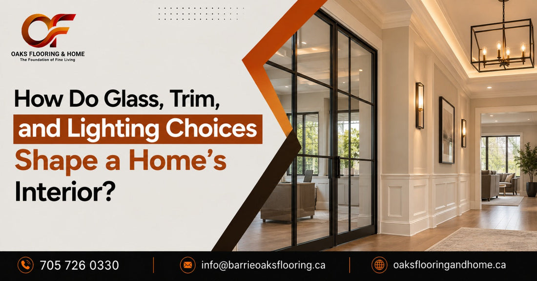 How Do Glass, Trim, and Lighting Choices Shape a Home’s Interior?