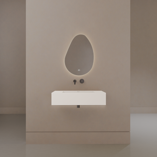 32" / 40" Monolithic Floating Vanity & Integrated Top | Glacier White Sintered Stone Single Sink with Hidden Drain