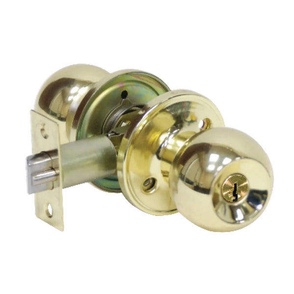 Door Lock Knob Entry Polish Brass (100101)