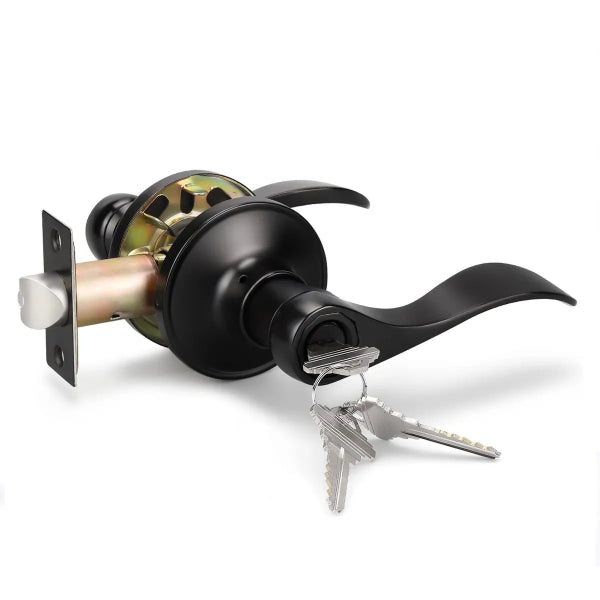 Door Lock Lever Entry Black Curved Handle (100107)