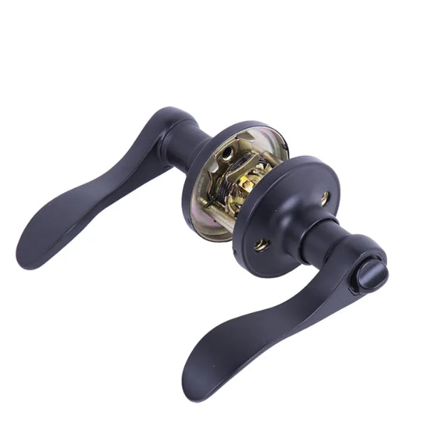 Door Lock Lever Privacy Black Curved Handle (100108)