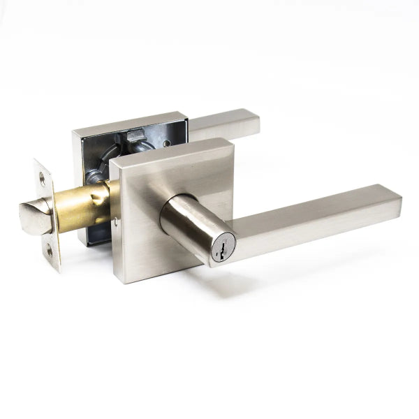 Door Lock Lever Entry Square Satin Nickel (100116)