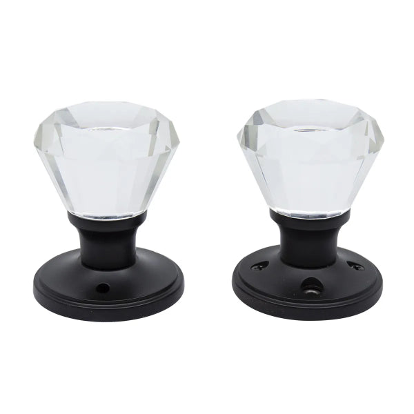Door Knob Crystal Diamond Privacy Black (100129)