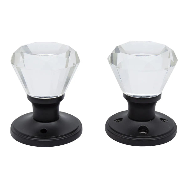 Door Knob Crystal Diamond Hallway Black (100131)