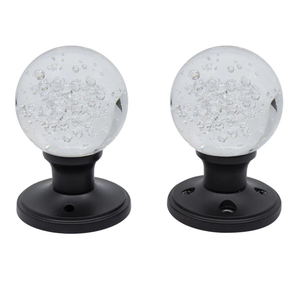 Door Knob Crystal Bubble Privacy Black (100135)