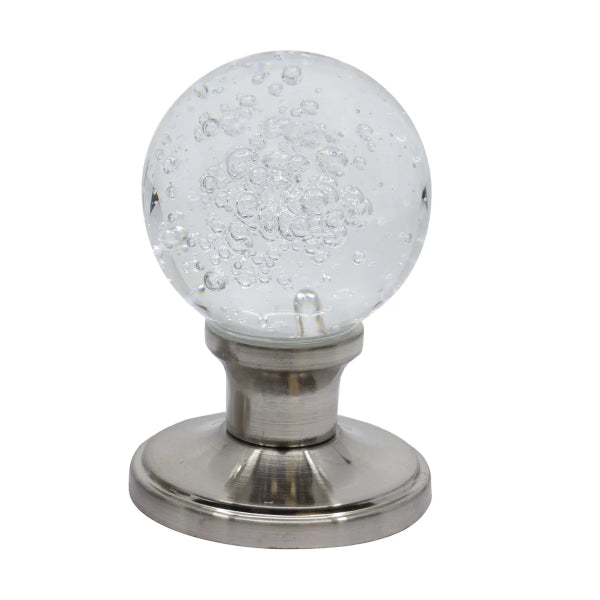 Door Knob Crystal Bubble Dummy Satin Nickel (100138)