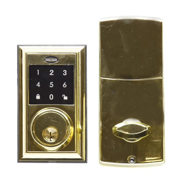 Square Electronic Deadbolt Polish Brass (100154)