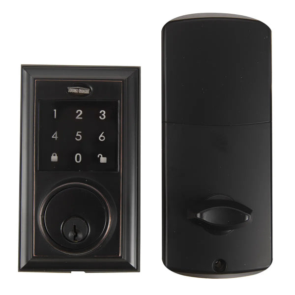 Square Electronic Deadbolt Black Oil Rubbed Brass (100155)