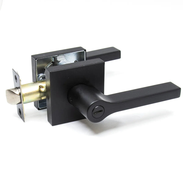 Door Lock Lever Privacy Square Matte Black (100317)