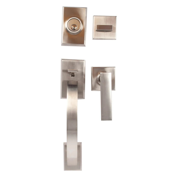 Door Lock Grip Square Satin Nickel (Zinc Alloy) (100463)