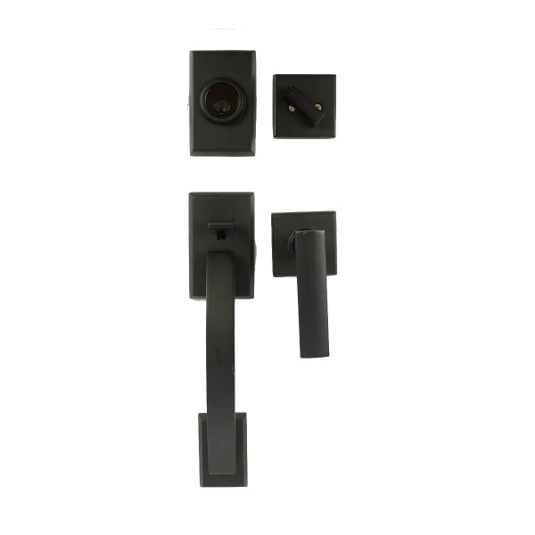 Door Lock Grip Square Matte Black (Zinc Alloy) (100464)