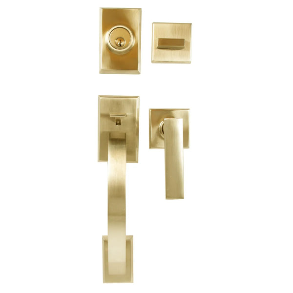 Door Lock Grip Square Polished Brass (Zinc Alloy) (100467)