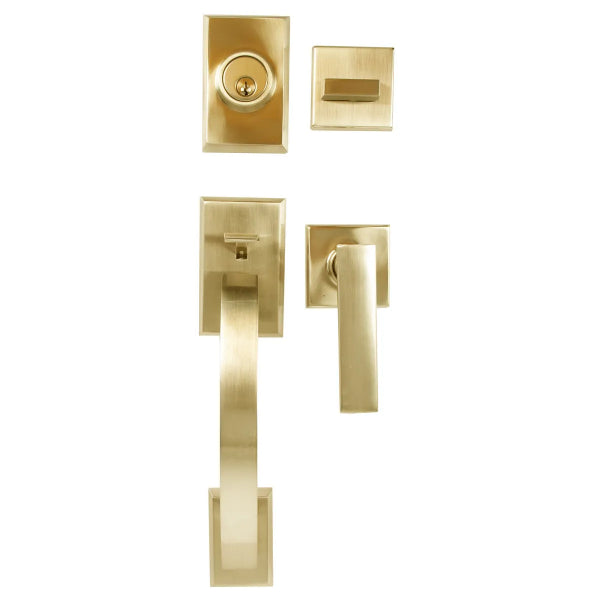 Dummy Door Lock Grip Square Polished Brass (Zinc Alloy) (100467-1)