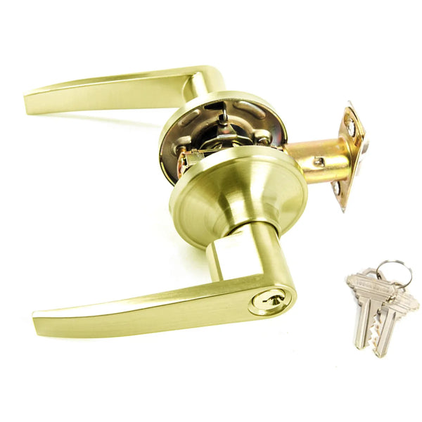 Door Lock Lever Entry Polished Brass (100553)