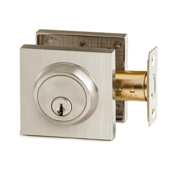 Deadbolt Single Cylinder Square Satin Nickel (100607)