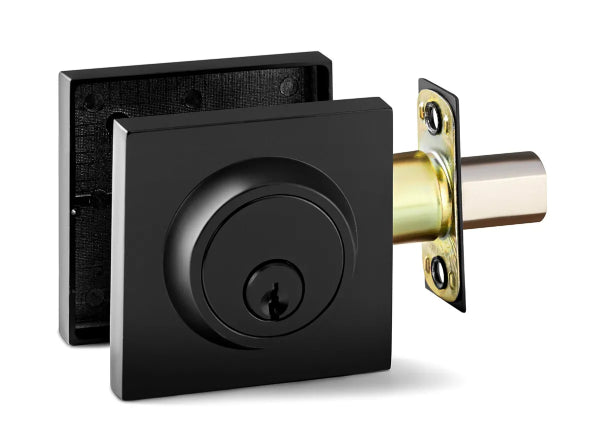 Deadbolt Single Cylinder Square Matte Black (100608)