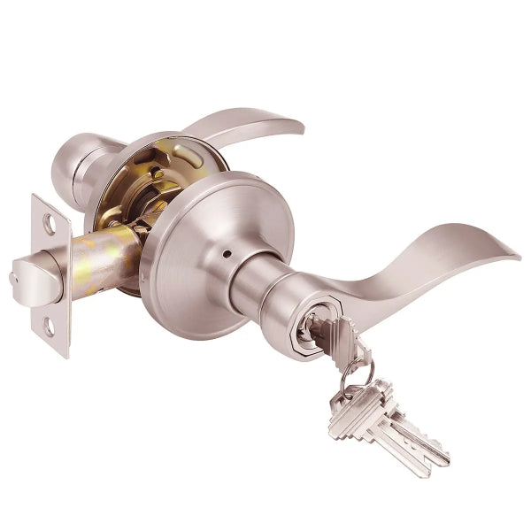 Door Lock Lever Entry Satin Nickel (100750)