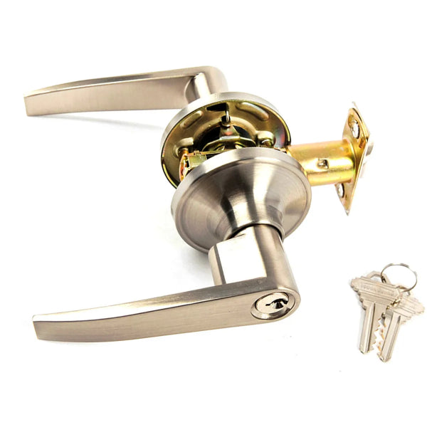 Door Lock Lever Entry Pewter (100850)