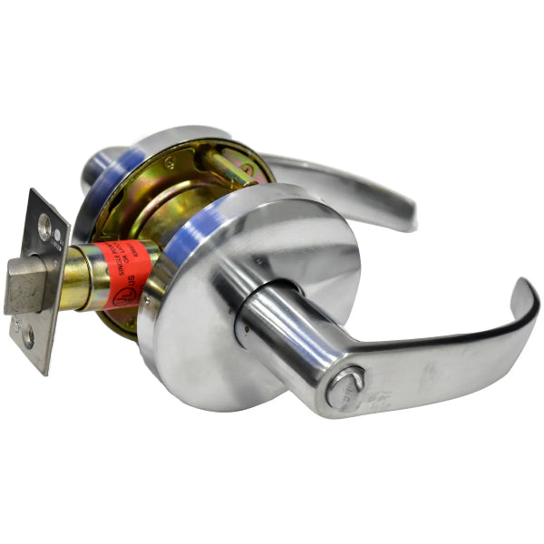 Door Lock Lever Set Privacy Satin Chrome (Commercial) Curved Handle (100866)