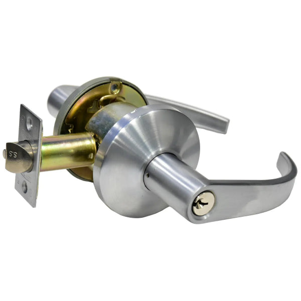 Door Lock Lever Set Classroom Satin Chrome (Commercial) Curved Handle (100868)