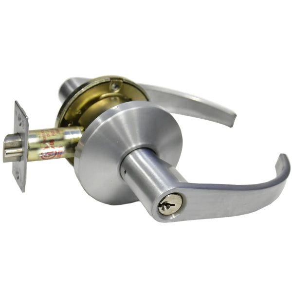 Door Lock Lever Set Storeroom Satin Chrome (Commercial) Curved Handle (100869)