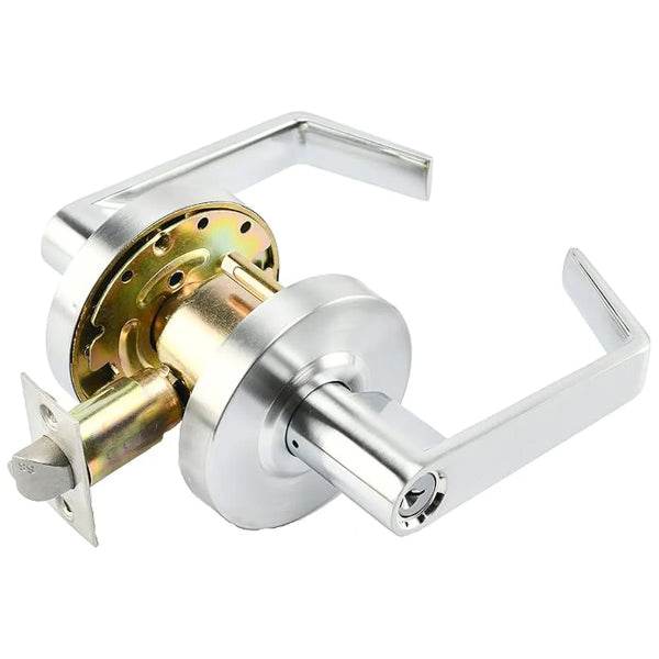 Door Lock Lever Set Entry Satin Chrome (Commercial) Bent Handle (100880)