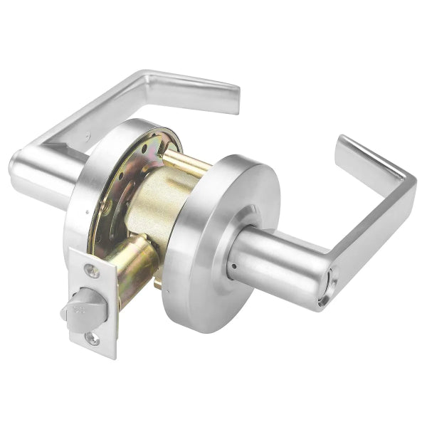 Door Lock Lever Set Privacy Satin Chrome (Commercial) Bent Handle (100881)