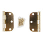 2PC Door Hinge 3in x 3in Round Corner 5/8in Brass Plated Steel (100906)