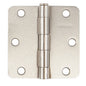 2PC Door Hinge 3in x 3in x 2mm Round Corner 1/4in Brushed Nickel Steel (100909)