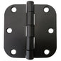 2PC Door Hinge 3 ½ in x 3 ½ in Round Corner 5/8in Black Steel (100911)