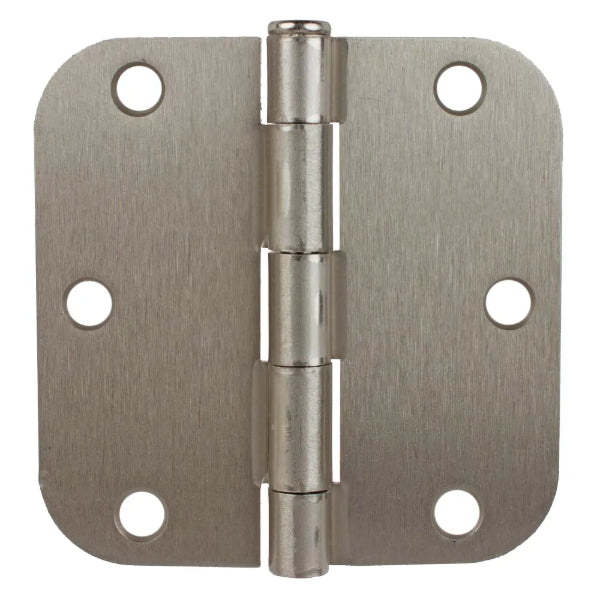 2PC Door Hinge 3 ½ in x 3 ½ in Round Corner 5/8in Satin Nickel Steel Bulk (100912B)