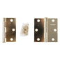 2PC Door Hinge 3in x 3in x 2mm Square Corner Brass Plated Steel (100922)