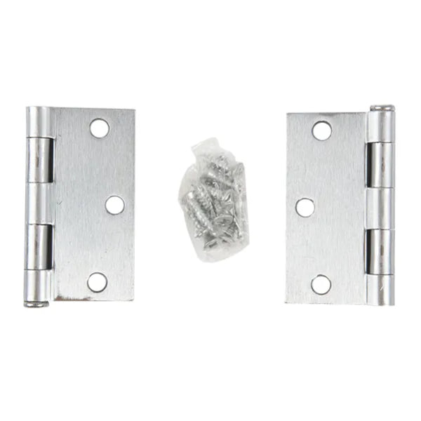 2PC Door Hinge 3in x 3in x 2mm Square Corner Brushed Stainless Steel (100923)