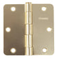 2PC Door Hinge 3 1/2in x 3 1/2in Round Corner 1/4in Brass Plated Steel (100924)