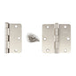 2PC Door Hinge 3 1/2in x 3 1/2in Round Corner 1/4in Satin Nickel Steel (100925)