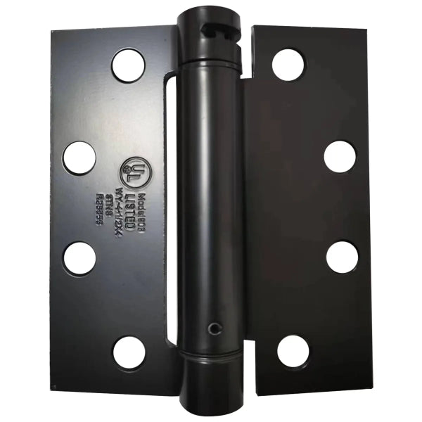 Full Mortise Adjustable Spring Hinge 4in x 4½in Square Corner Matt Black (100941)
